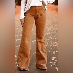 NWOT - Orange Corduroy Flare Pants - Size Medium